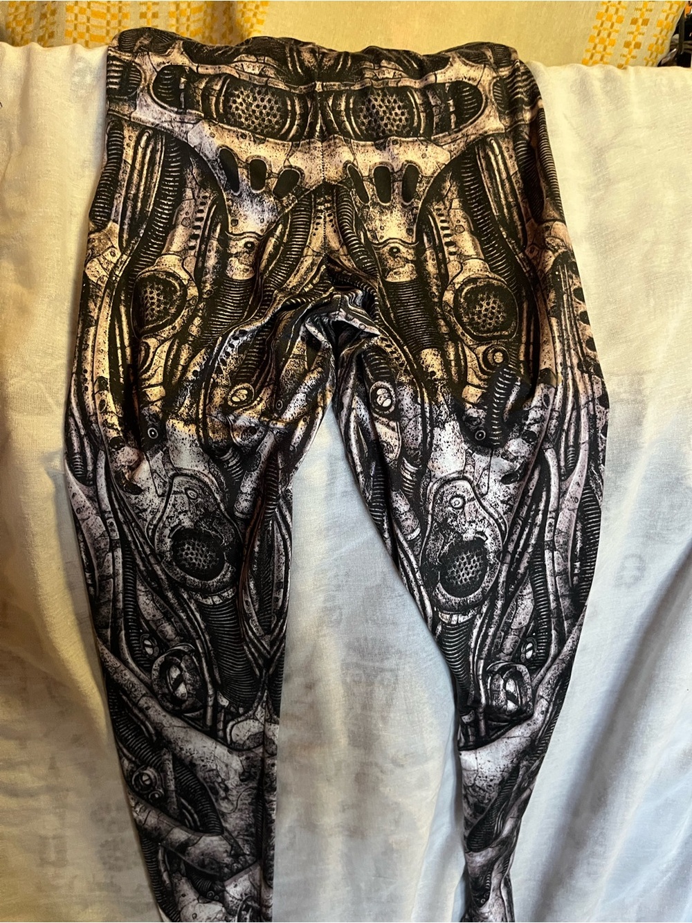 Blackmilk Mechanical Biomech Print Leggings in Black and Cream